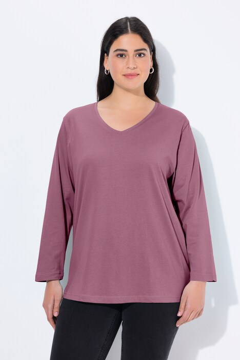 Shirt, V-hals, relaxed, lange mouw