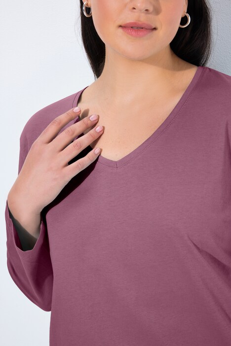Shirt, V-hals, relaxed, lange mouw