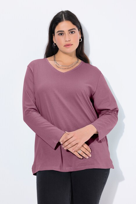 Shirt, V-hals, relaxed, lange mouw