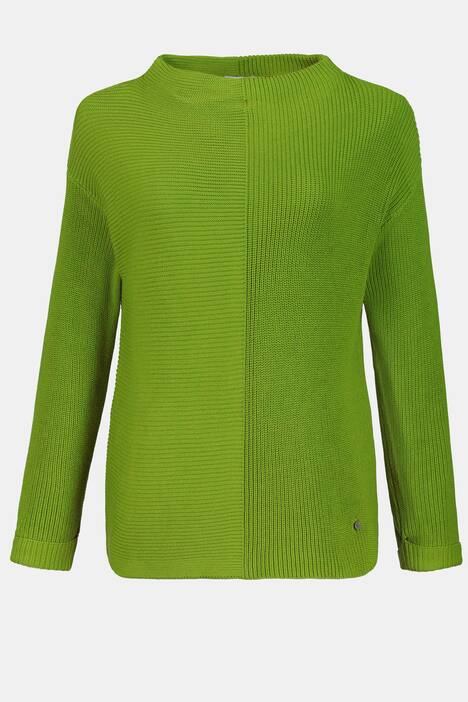 Pullover, Strukturmix, Stehkragen, weicher Feinstrick