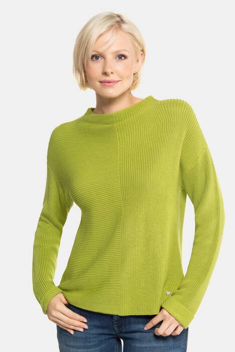 Pullover, Strukturmix, Stehkragen, weicher Feinstrick