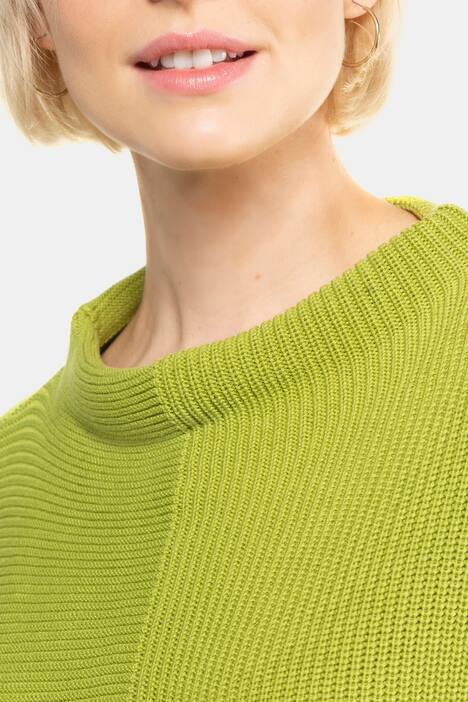 Pullover, Strukturmix, Stehkragen, weicher Feinstrick