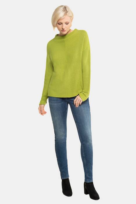 Pullover, Strukturmix, Stehkragen, weicher Feinstrick
