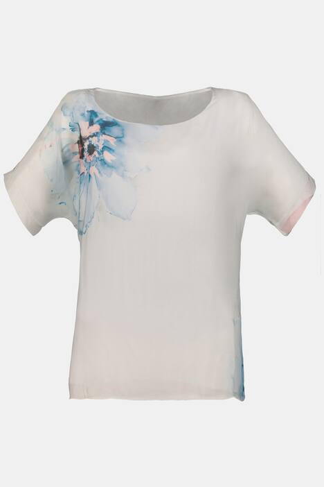 Seidenbluse, Aquarellblüten, Oversized, Jerseytop