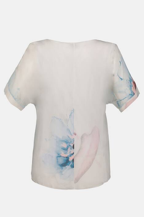 Seidenbluse, Aquarellblüten, Oversized, Jerseytop