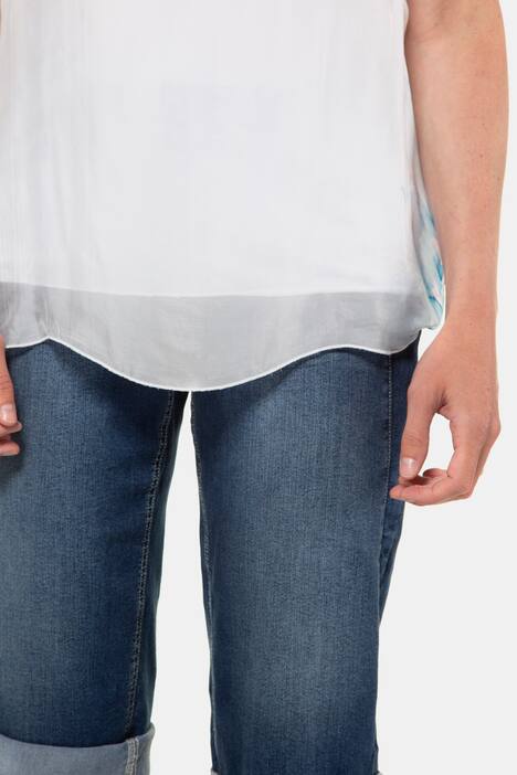Seidenbluse, Aquarellblüten, Oversized, Jerseytop
