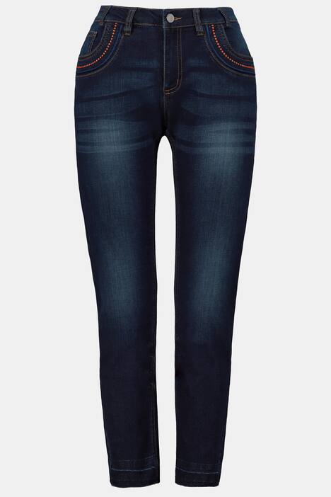 3/4-Jeans Julia, Taschen-Stickerei, schmale Passform