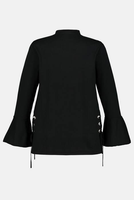 Lace-Up Side Trumpet Sleeve Mock Turtleneck