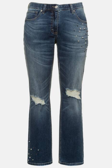 Jeans Mandy, Destroy-Effekte, Perlen, 5-Pocket-Schnitt