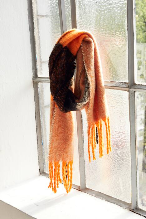 Large Plaid Fringe Ends Fuzzy Scarf
