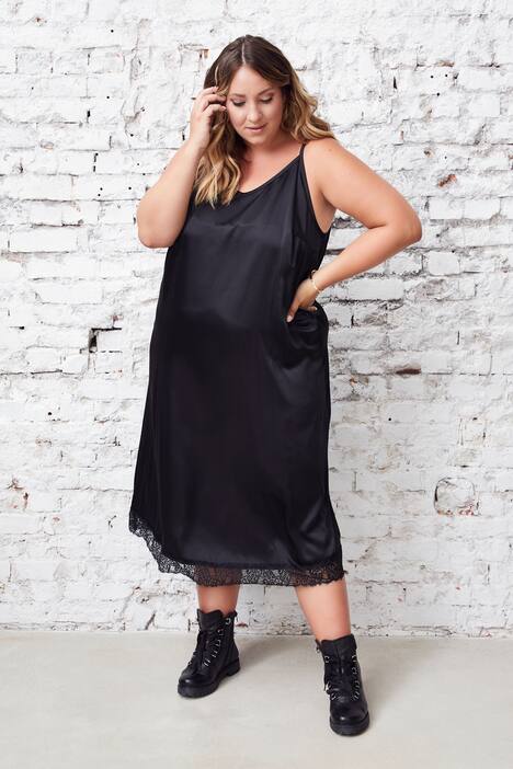 Slipdress mit Spitzenborte