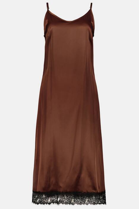 Lace Trim Spaghetti Strap Satin Slip Dress
