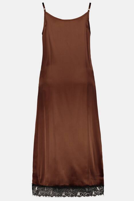 Lace Trim Spaghetti Strap Satin Slip Dress