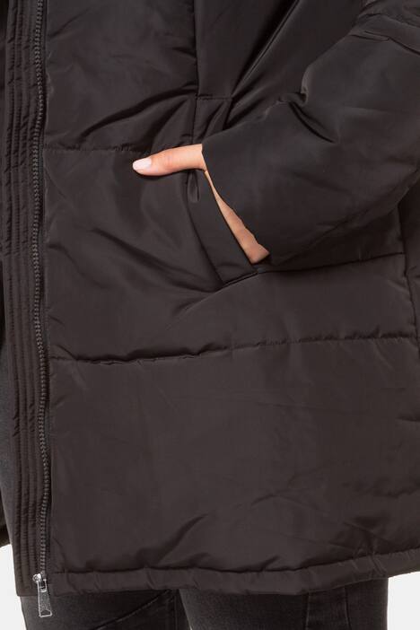 Steppjacke, Plüschfutter-Kapuze, elastischer Ärmelsaum
