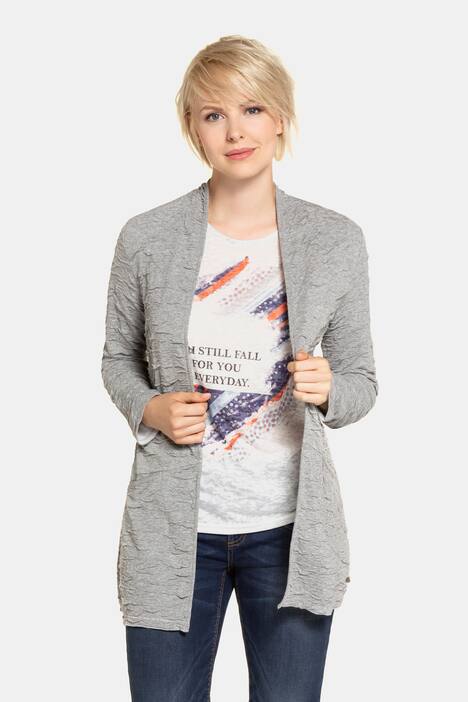 Sweatjacke, Wellenstruktur, Stehkragen, Hakenverschluss
