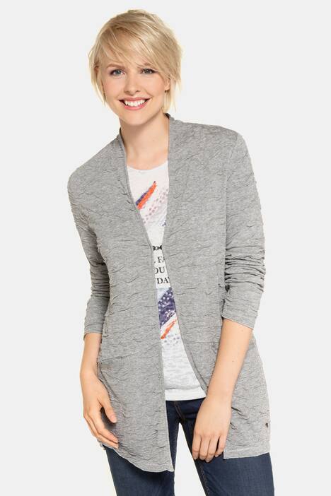 Sweatjacke, Wellenstruktur, Stehkragen, Hakenverschluss
