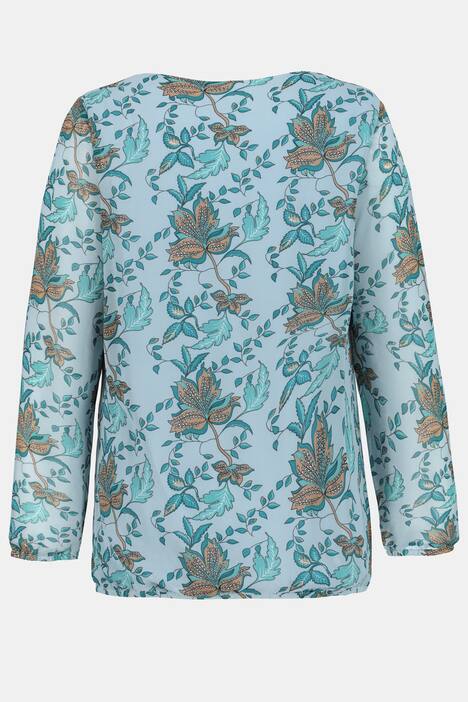 Chiffonbluse, Blätter, blickdichtes Top, Gummisaum