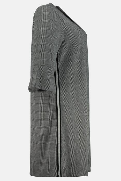 Sweatkleid, Glencheck-Karo, Galonstreifen, Volantärmel