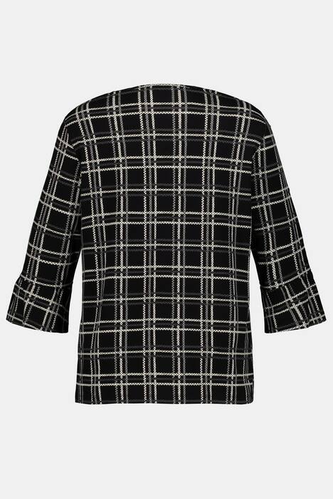Shirt, Karomuster, A-Linie, 3/4-Volantärmel