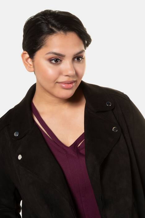 Suedine-Jacke, Velourslederoptik, offene Form
