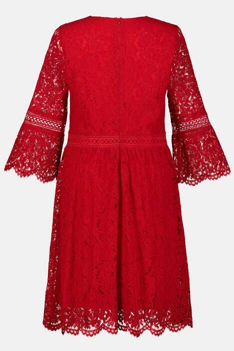Spitzenkleid, 3/4-Statement-Ärmel, blickdichtes Futter