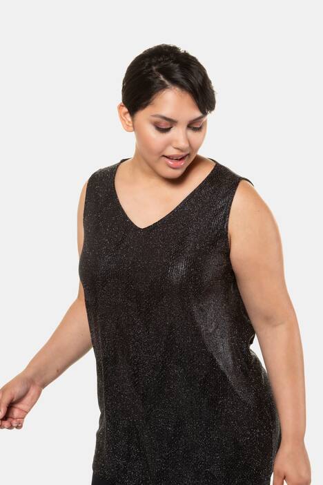 Top, Glitzerjersey, Classic, V-Ausschnitt