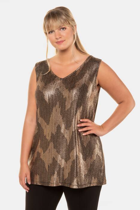 Top, Glitzerjersey, Classic, V-Ausschnitt