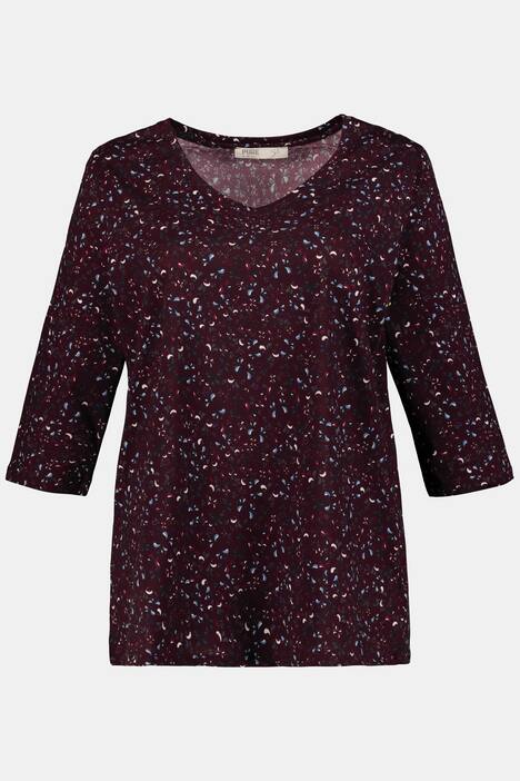 Eco Cotton Tiny Paisley Print V-Neck Tee