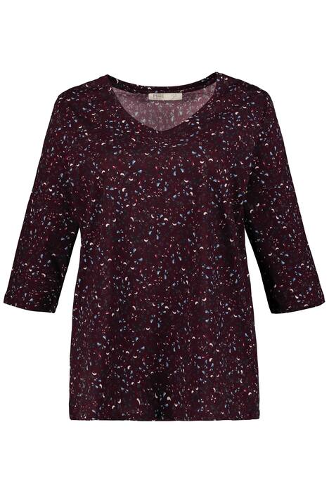 Eco Cotton Tiny Paisley Print V-Neck Tee