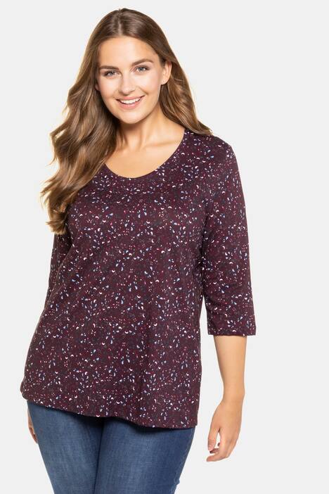Eco Cotton Tiny Paisley Print V-Neck Tee