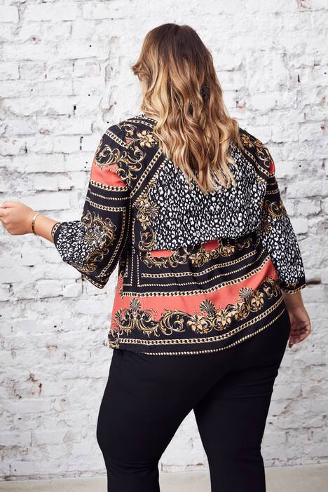 Exotic Print Wrap Kimono Blouse