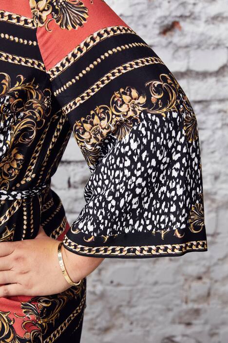 Exotic Print Wrap Kimono Blouse
