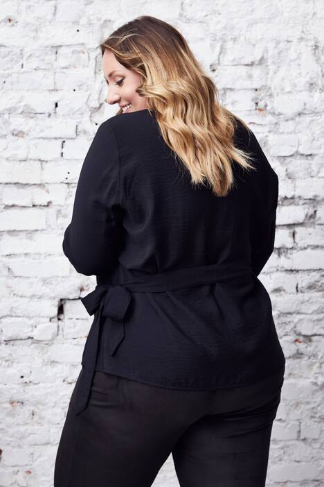 Surplice Wrap Long Sleeve Blouse
