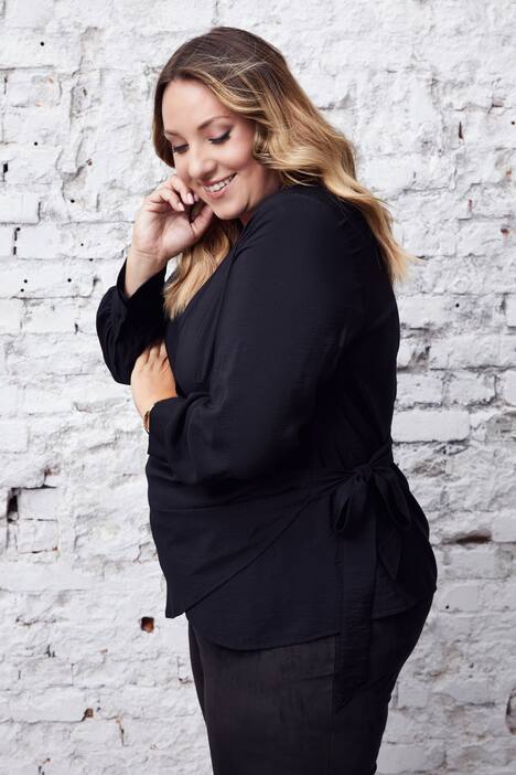 Surplice Wrap Long Sleeve Blouse