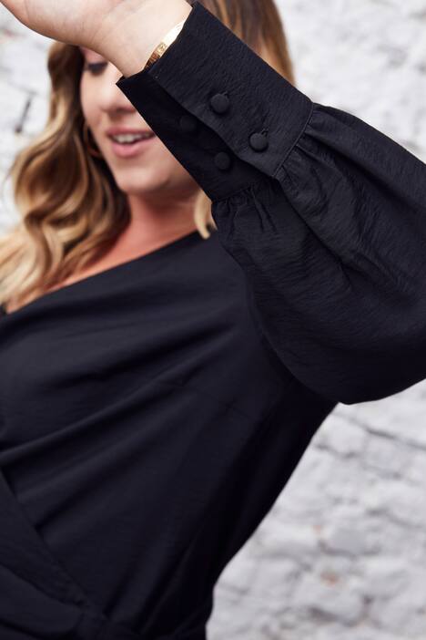 Surplice Wrap Long Sleeve Blouse