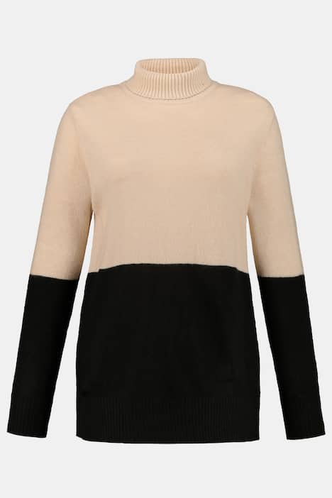 Colorblock Turtleneck Long Sleeve Sweater