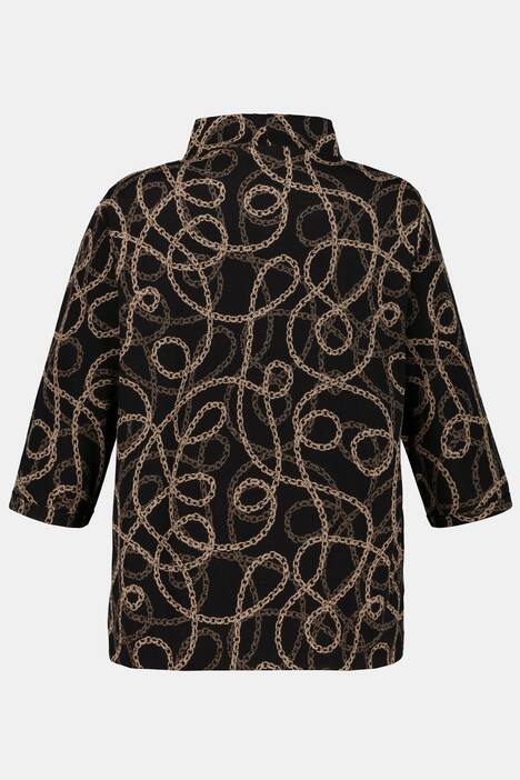 Chain Design Jacquard Turtleneck Stretch Sweatshirt