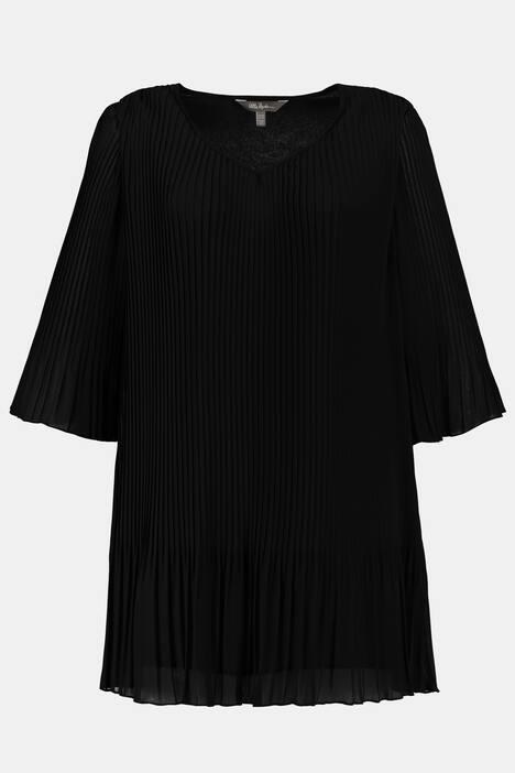 Plissee-Tunika, Chiffon, extralang, 3/4-Ärmel