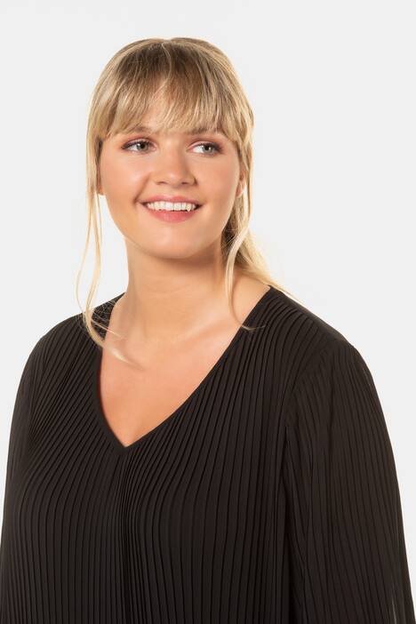 Plissee-Tunika, Chiffon, extralang, 3/4-Ärmel