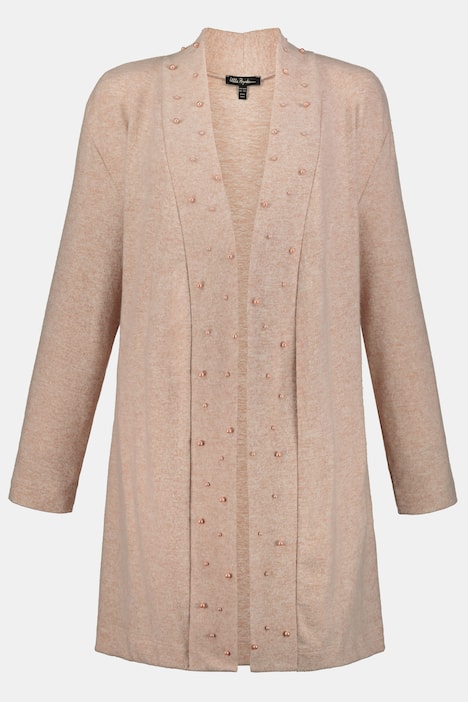 Pearl Accent Shawl Collar Stretch Cardigan Sweater