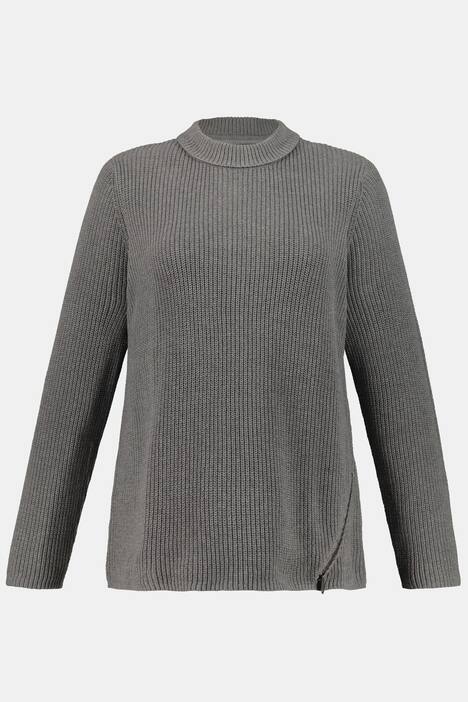 Pullover, Rippstrick, Reißverschluss, feiner Rollkragen