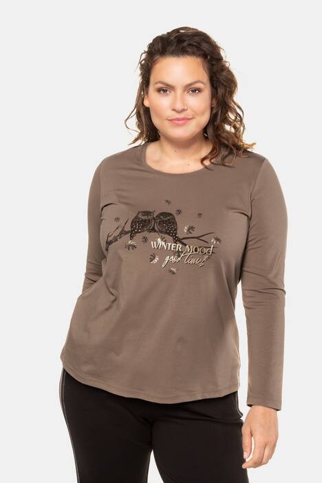 Shirt, Eulenmotiv, Classic, Ziersteine