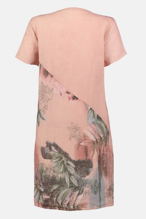 Leinenkleid, Dschungelmuster, schräge Ziernaht
