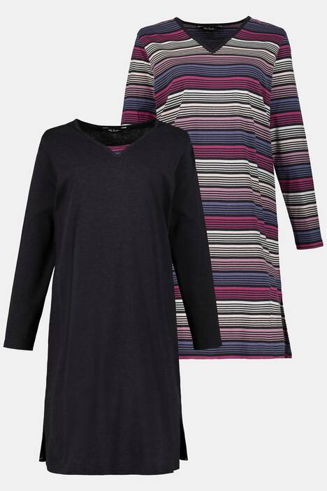 Bigshirts, 2er-Pack, Ringel / uni
