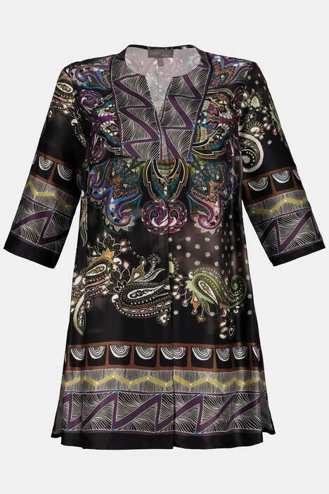 Long-Bluse, Bordürendruck, Tunika-Ausschnitt, selection