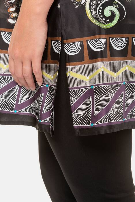 Long-Bluse, Bordürendruck, Tunika-Ausschnitt, selection