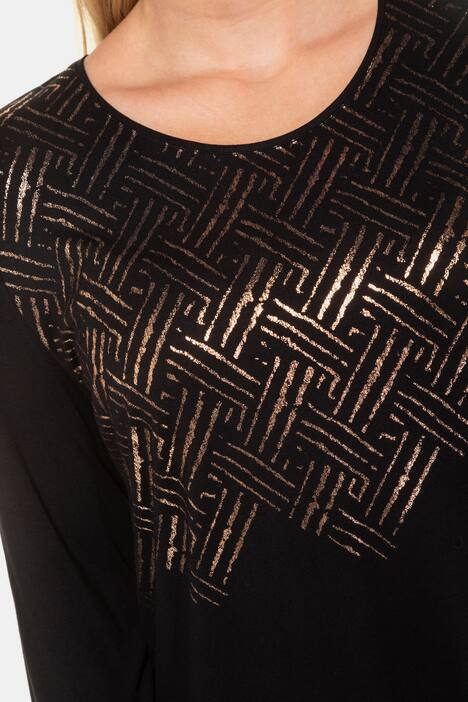 Basket Weave Metallic Print Stretch Knit Top