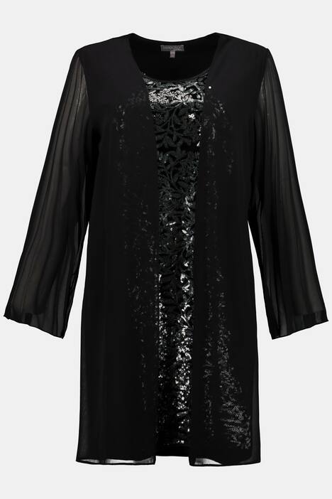 2-in-1-Kleid, Pailletten, Chiffonjacke, selection