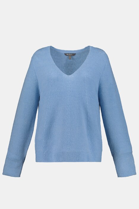 Pullover, Rippstrick, Ajourmuster, Langarm
