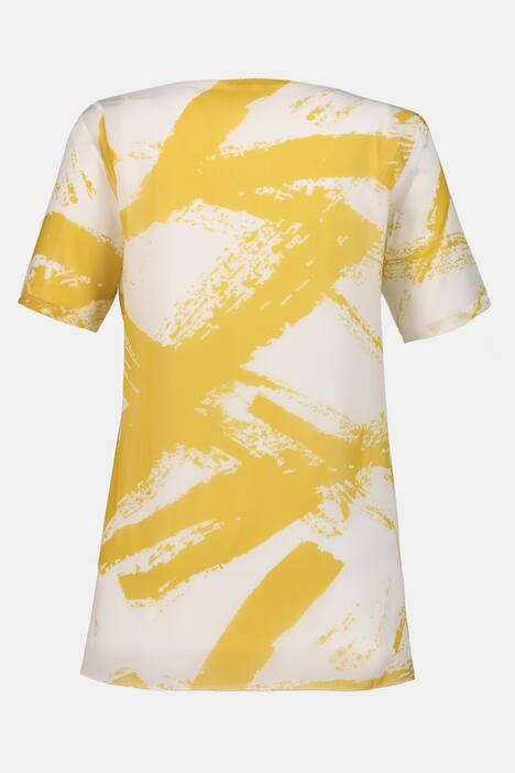 Bluse, Pinselstrich-Muster, Chiffon-Oberlage, Jerseytop
